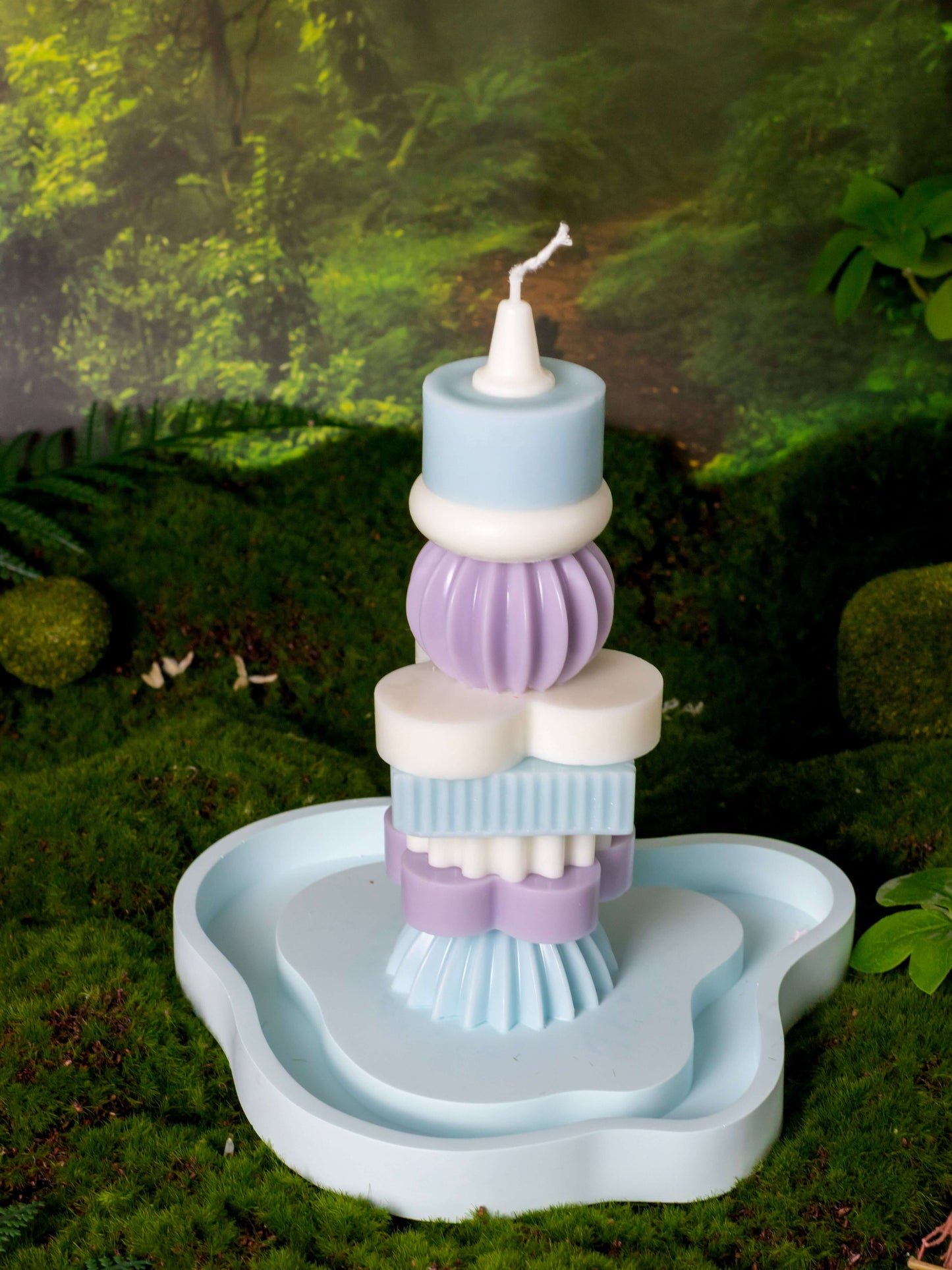 Dly-Building Blocks Tower[handmade candles】light blue