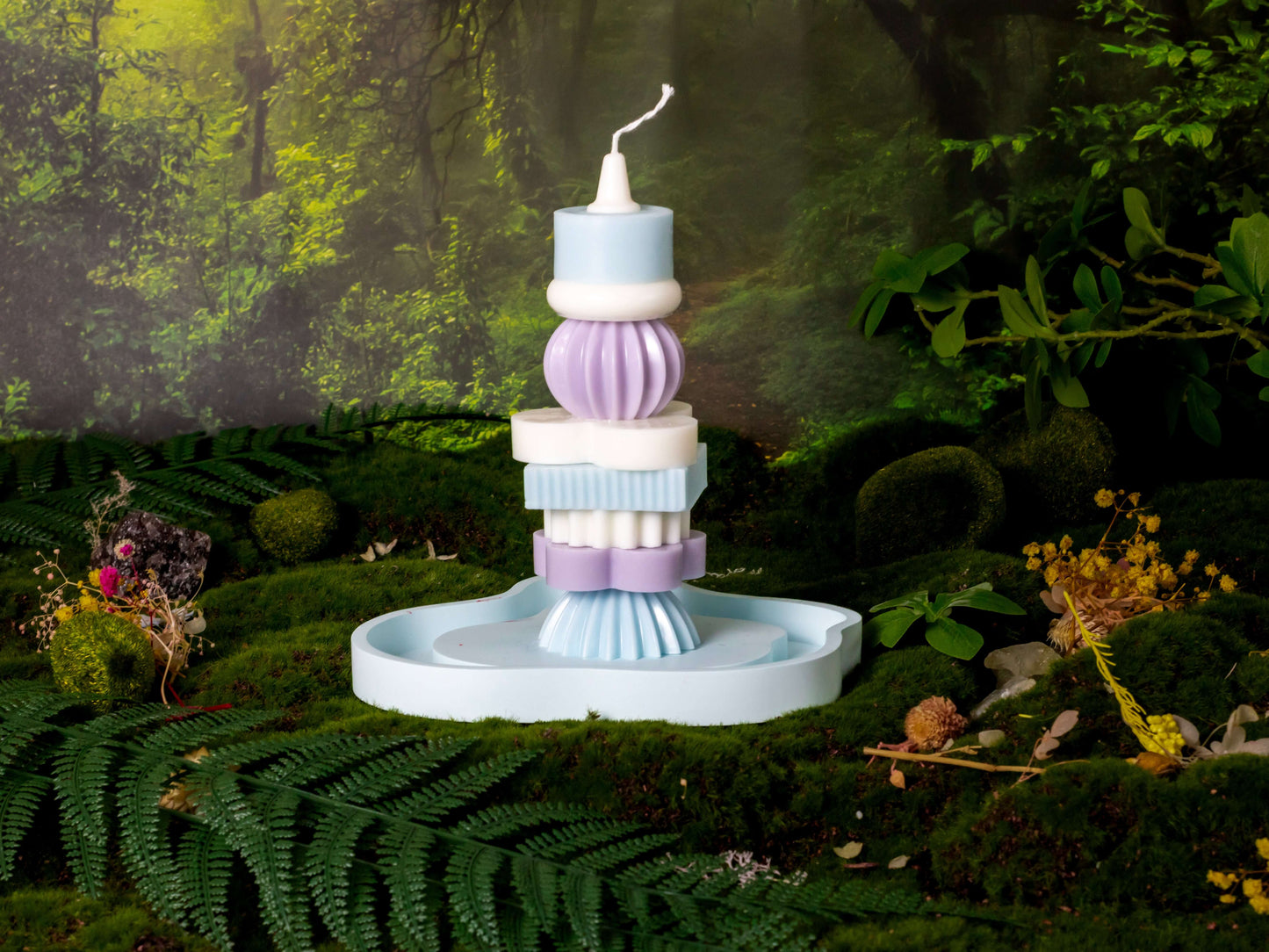 Dly-Building Blocks Tower[handmade candles】_light blue