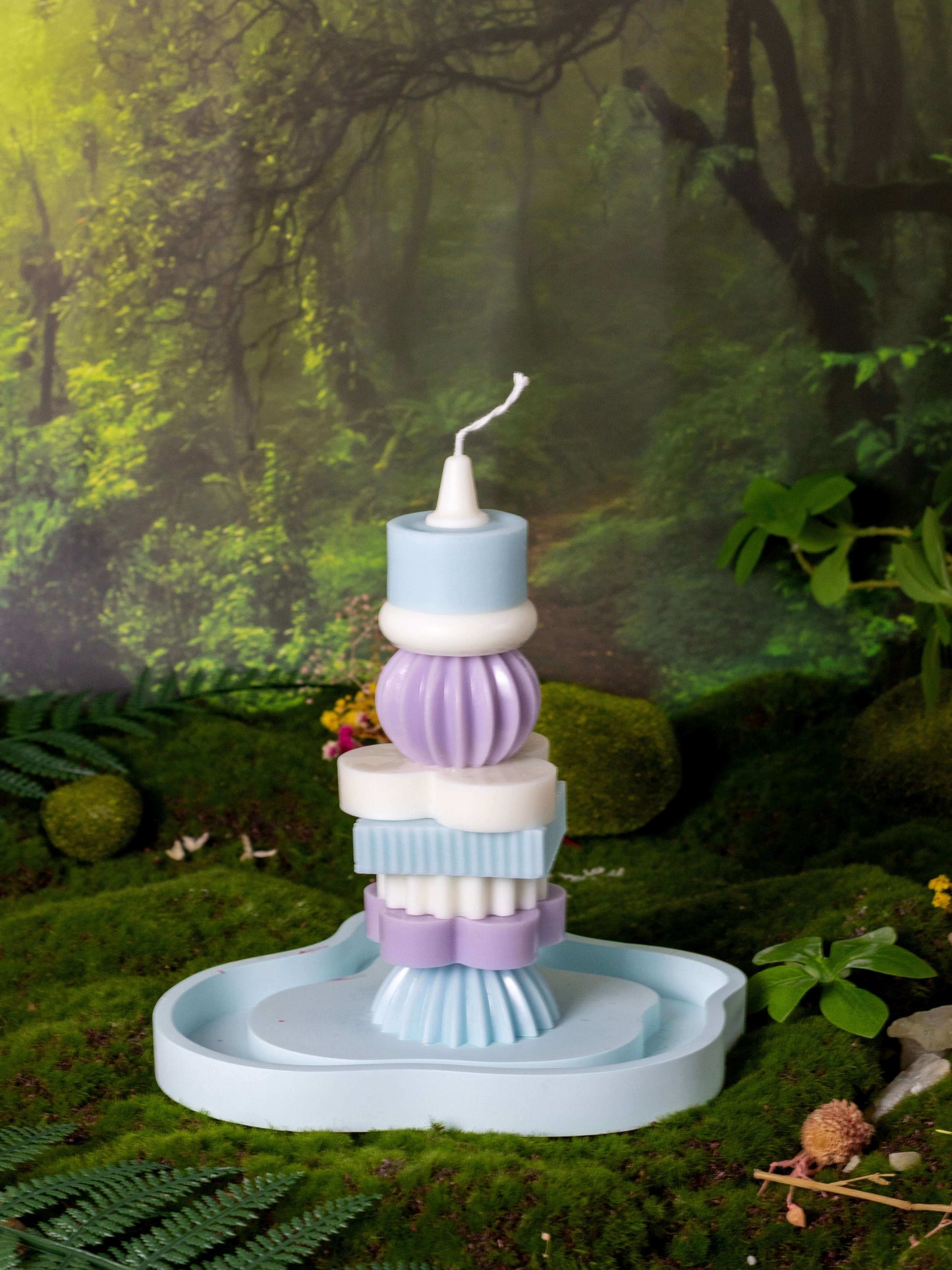 Dly-Building Blocks Tower[handmade candles】light blue