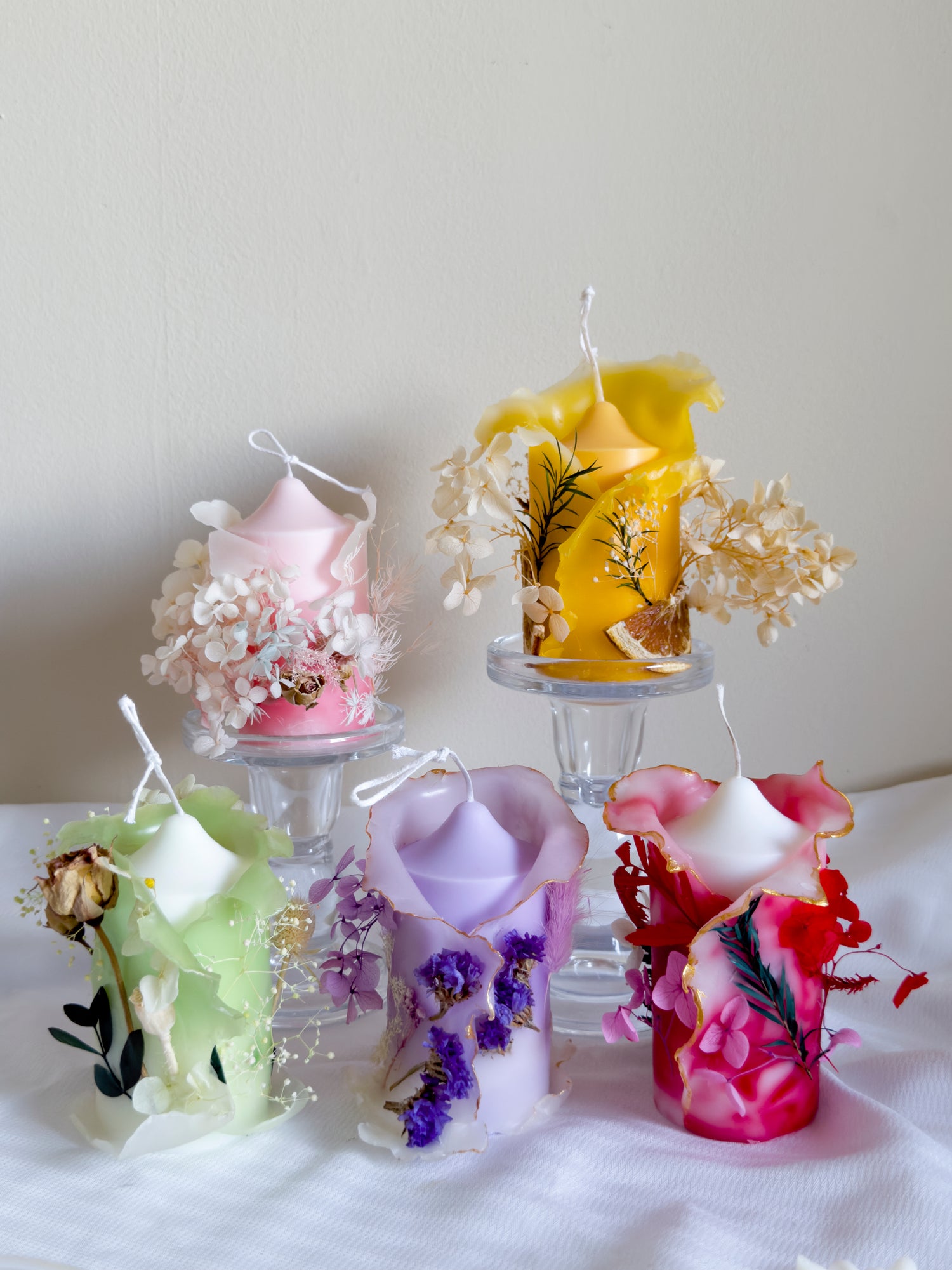 Flower lantern【handmade candles】_green_yellow_Purple_pink_red