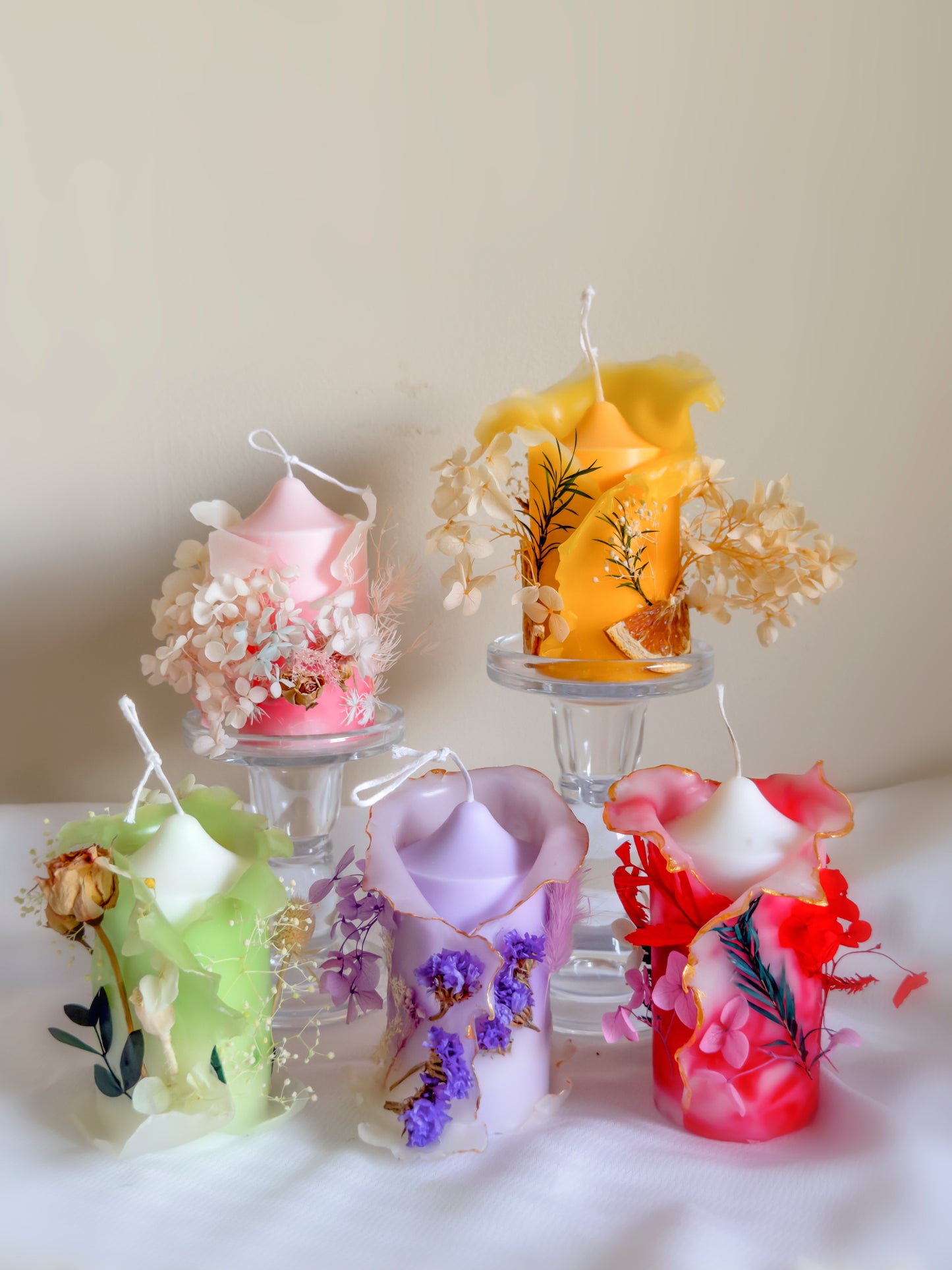 Flower lantern【handmade candles】_green_yellow_Purple_pink_red