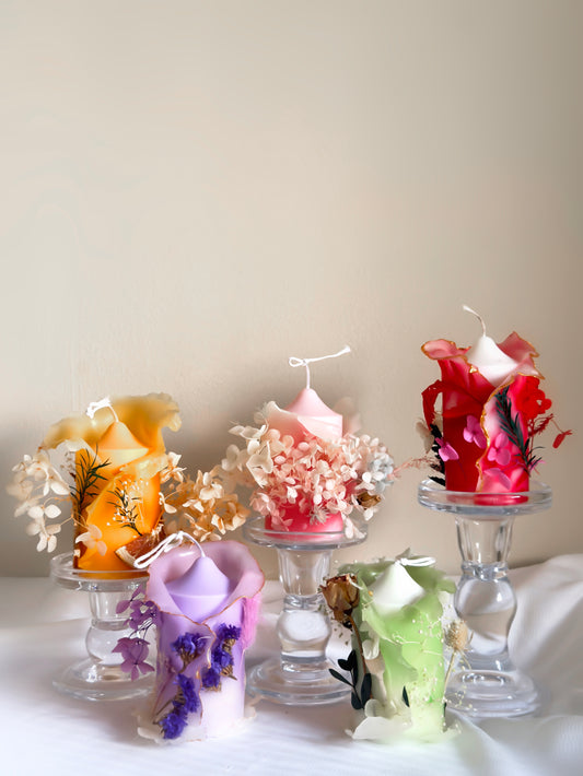 Flower lantern【handmade candles】_green_yellow_Purple_pink_red