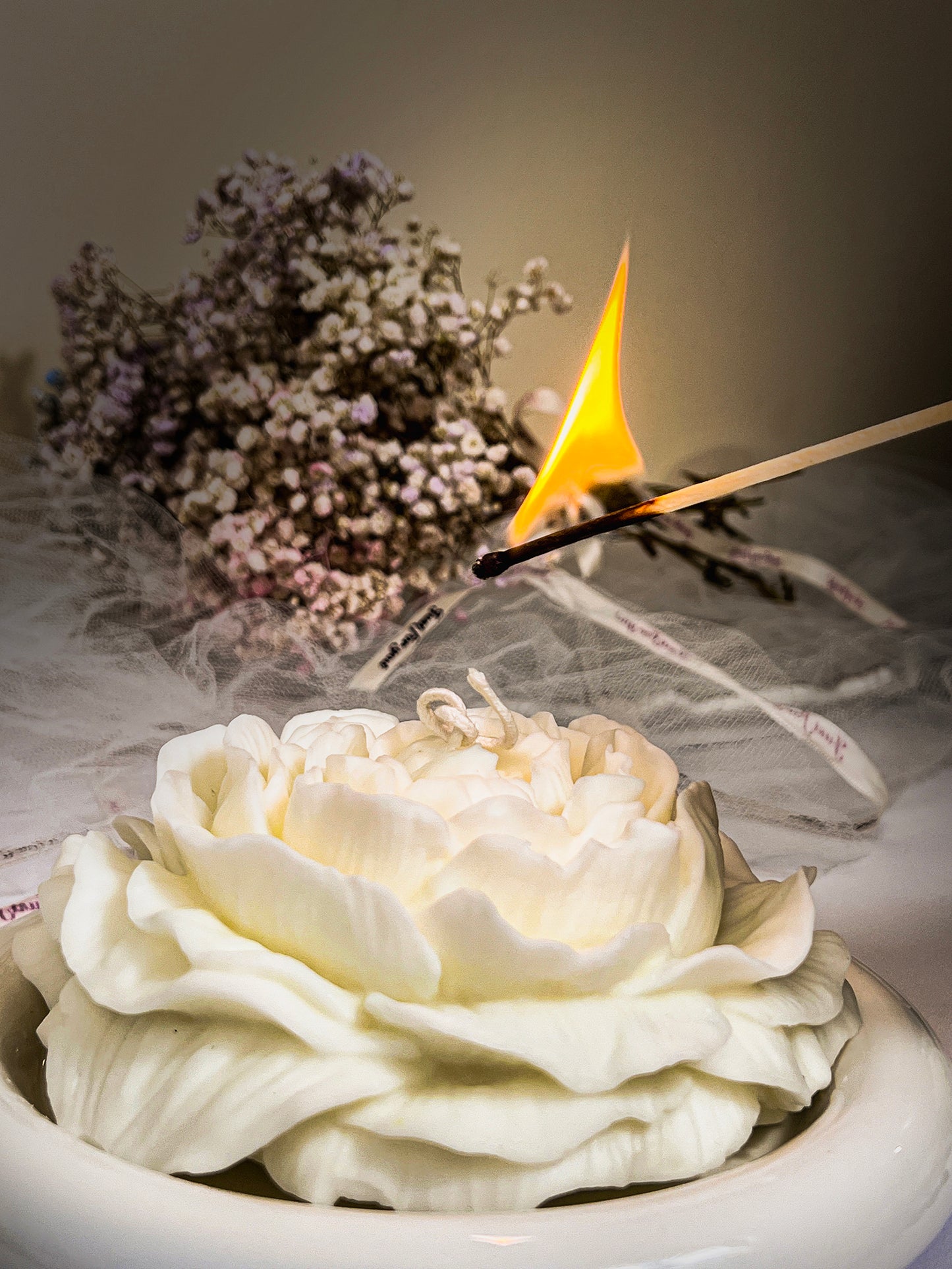 Peony Flower MAX【handmade candles】_white_light a candle