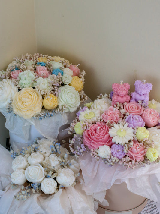 Romantic bouquet【handmade candles】_pink_dark brown_red