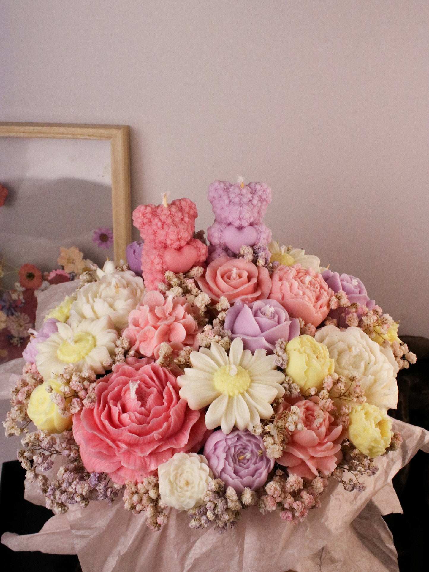 Romantic_bouquet_handmade_candles_Pink